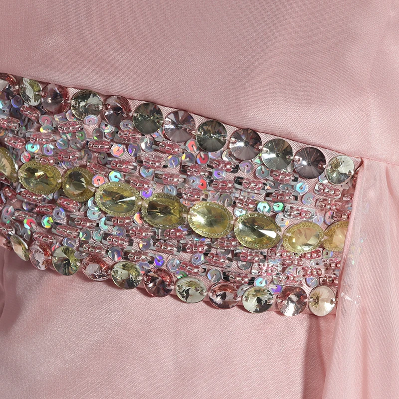 Wholesale custom banquet one shoulder short skirt prom dress pink