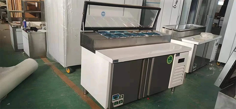 Вентилируемые холодильное еды готовить Рабочий стол холодильник салат/тесто для пиццы стол/витрина охладитель с