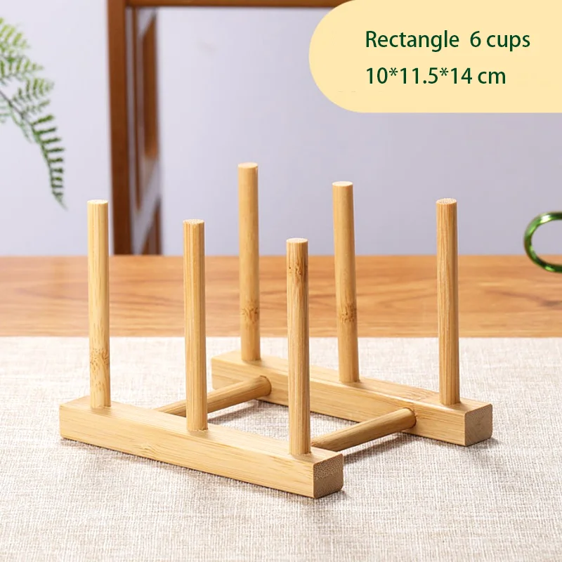 Eco-friendly Nature Bamboo Kitchen Dish Plate Bowl Cup Drying Rack Stand Drainer Storage Pot Lid Holder Organizer