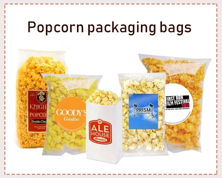 Food Grade Clear Plastic Pouch 3 Side Seal Bag Popcorn Packaging