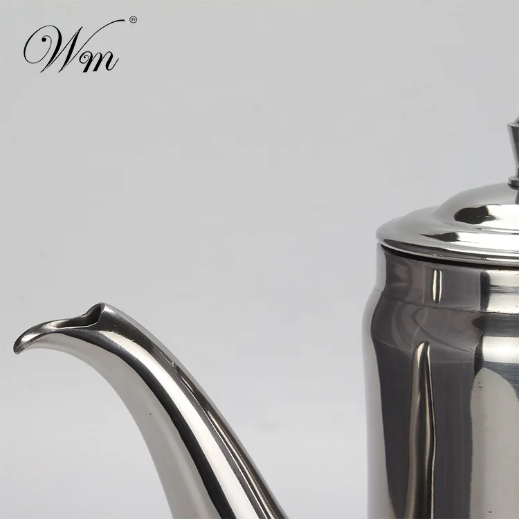 12oz Gooseneck Stainless steel slim Teapot Coffee Dispenser with hinged lid