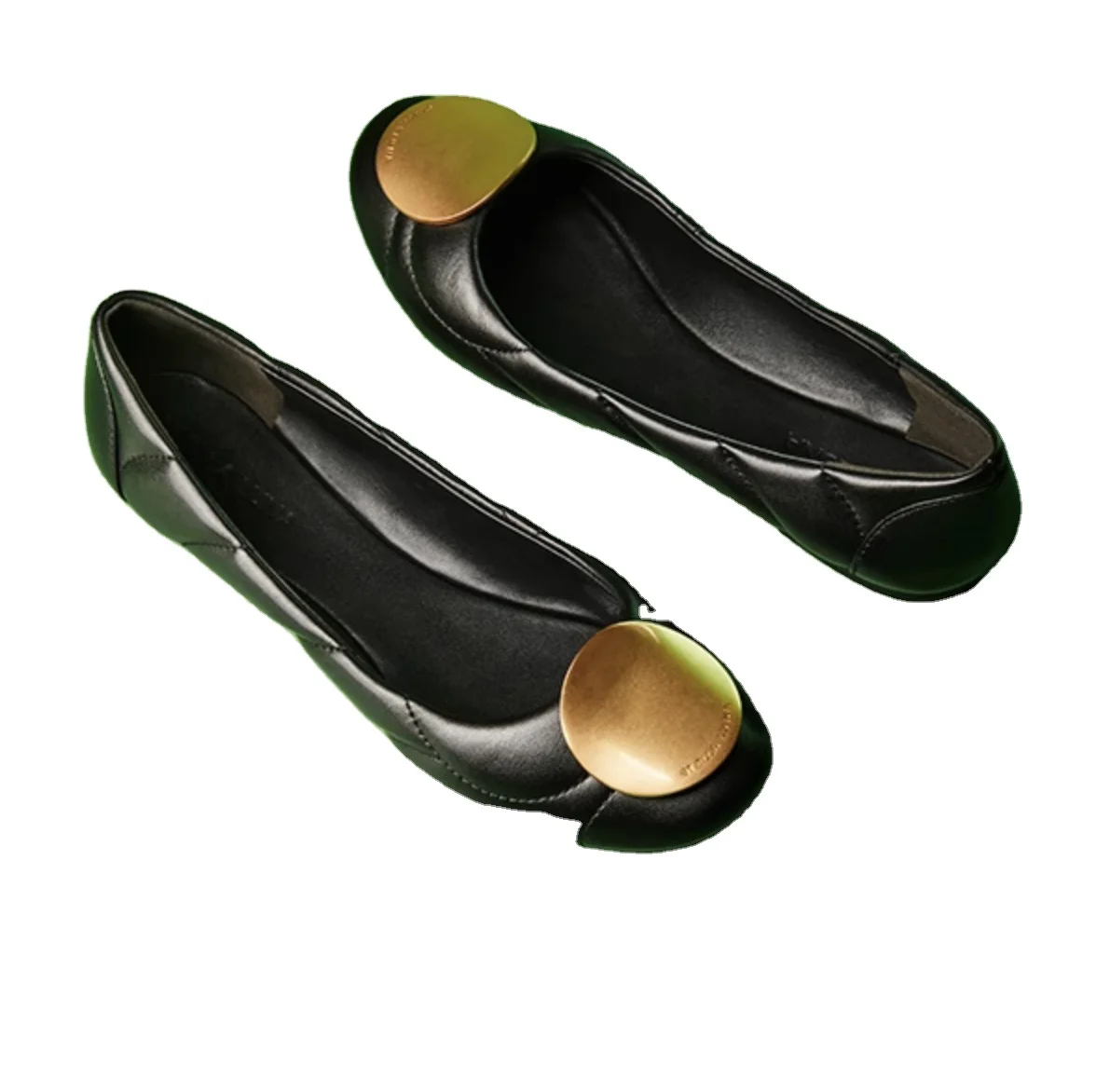 New custom handmade fashion Spain style round toe knitted soft sheep leather flat pump ballet shoes