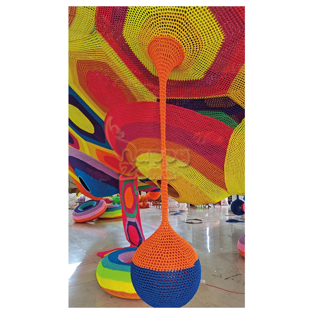 Honeycomb Rainbow Climbing net Indoor Playground Equipment Crocheted Rope Net for outdoor playground indoor crochet playground