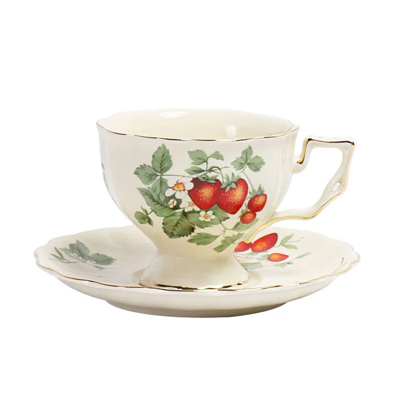 Best Selling Ceramic Natural Style Insect Pattern Pastoral Style Coffee Tea Cup and Saucer Set