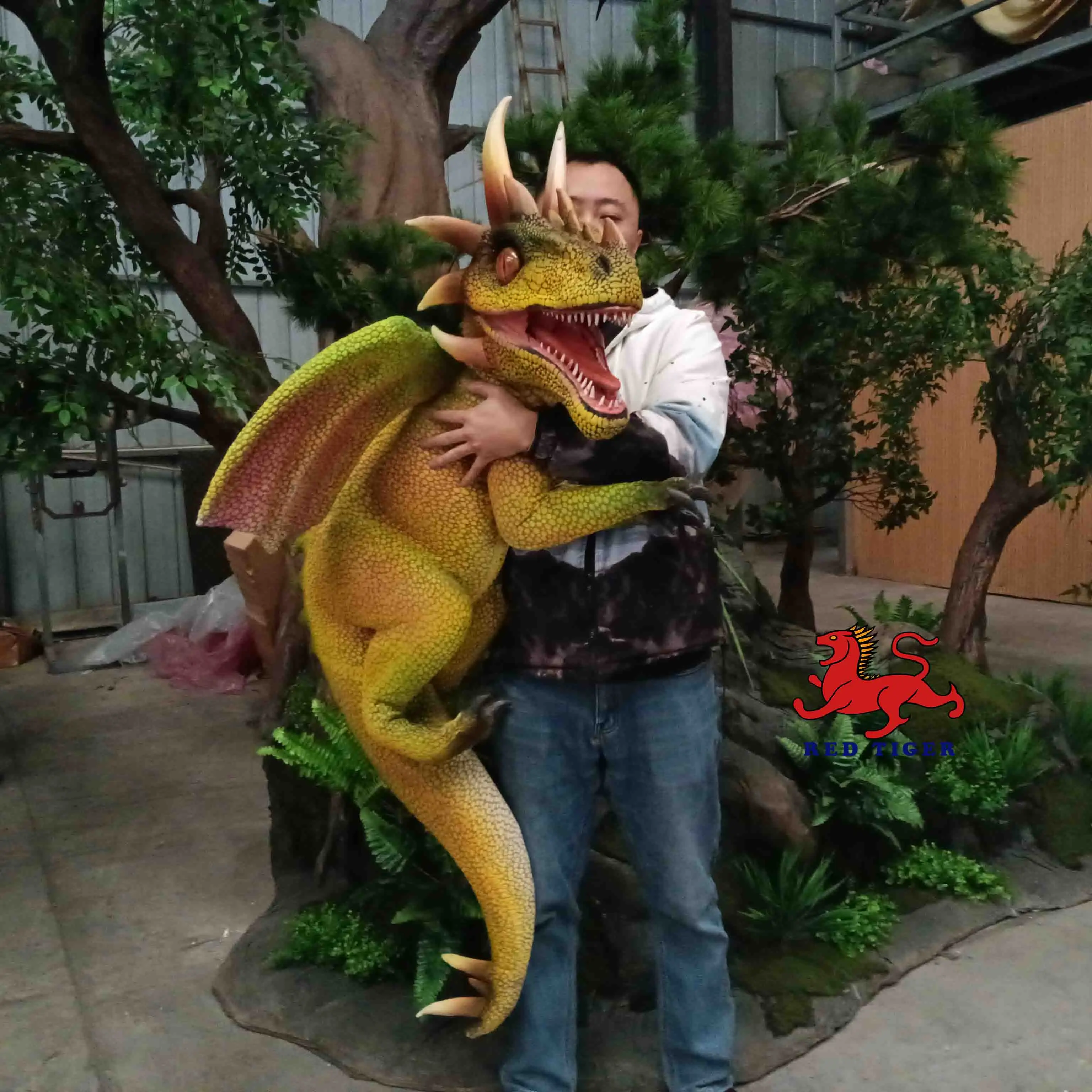 cute rubber hand control baby robot dragon dinosaur t rex puppet for activities for sale