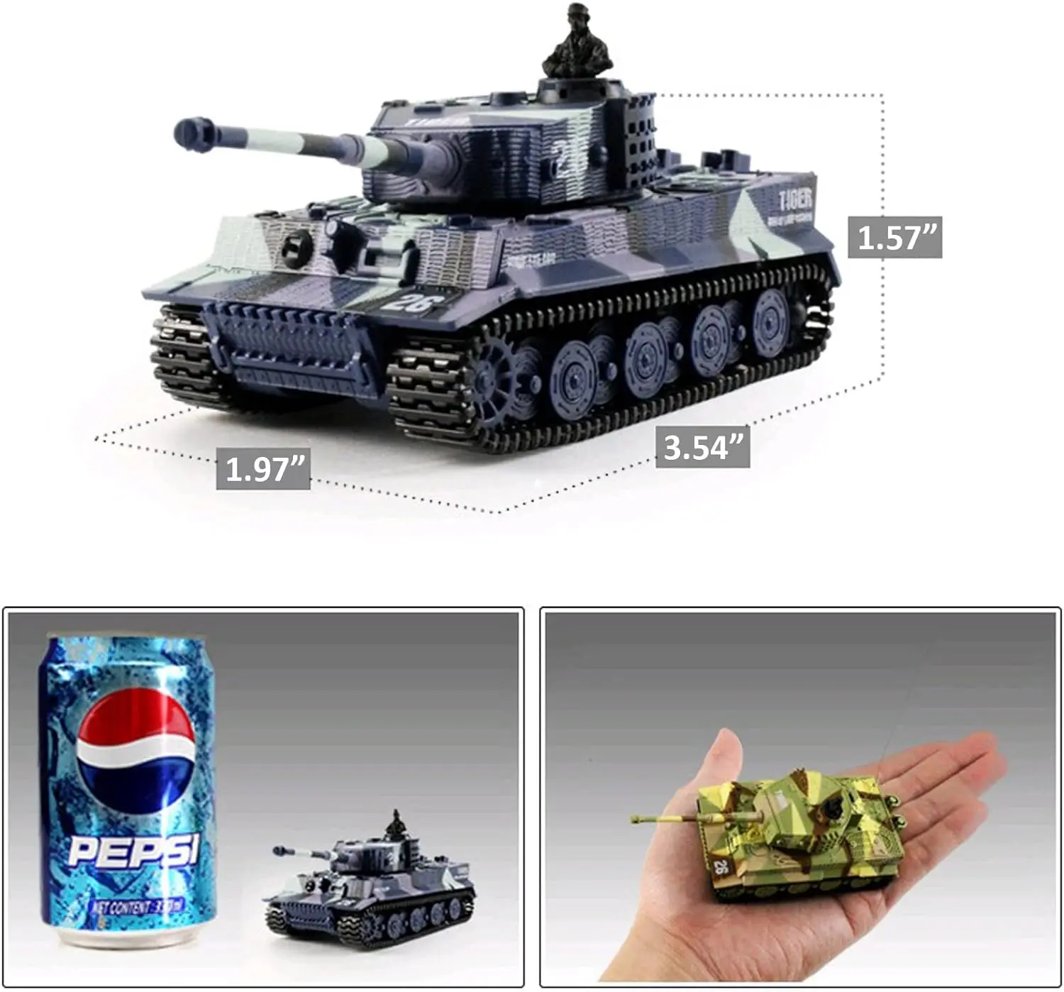 1:72 немецкий танк Tiger I Panzer с дистанционным управлением мини-Радиоуправляемый вращающейся башней и звуком