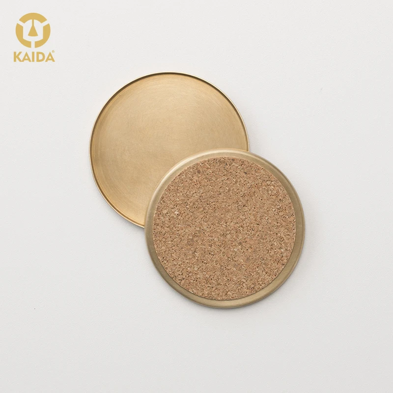 Custom Gold Round Nordic Bronze Brass Cup Coasters Mat For Drinks