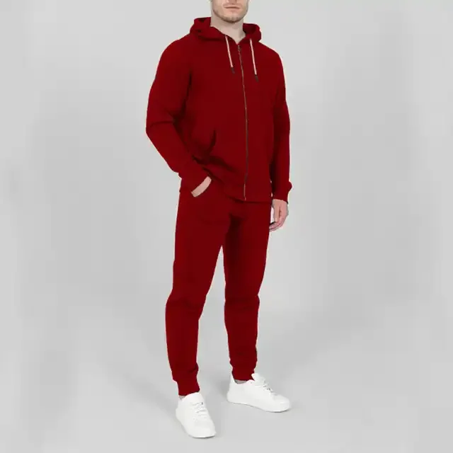 Autumn winter custom blank plain zipper sweatsuit sets polyester jogger sets mens casual 2 ps tracksuits