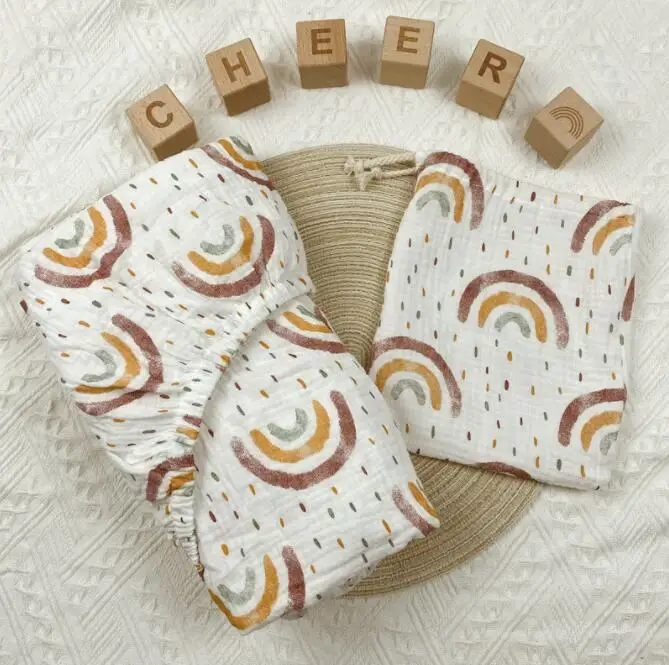 New Arrival Plain Color Cotton Muslin Baby Bedding Crib Fitted Sheet Cot Bed Waterproof Crib Sheet