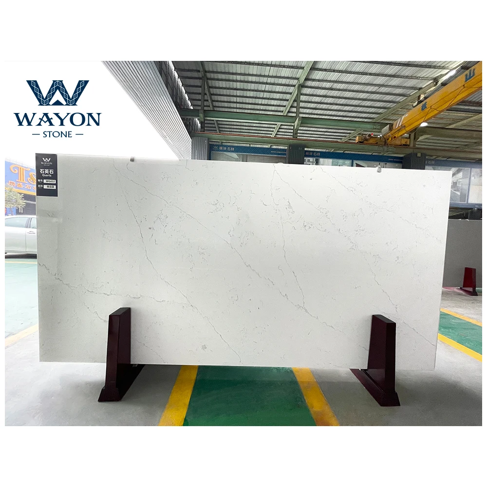 Per Square Meter Quartz Powder +7%resin WAYONSTONE Price Artificial Marble Foshan Big Slab 93% Natural Quartzite Calaatta White