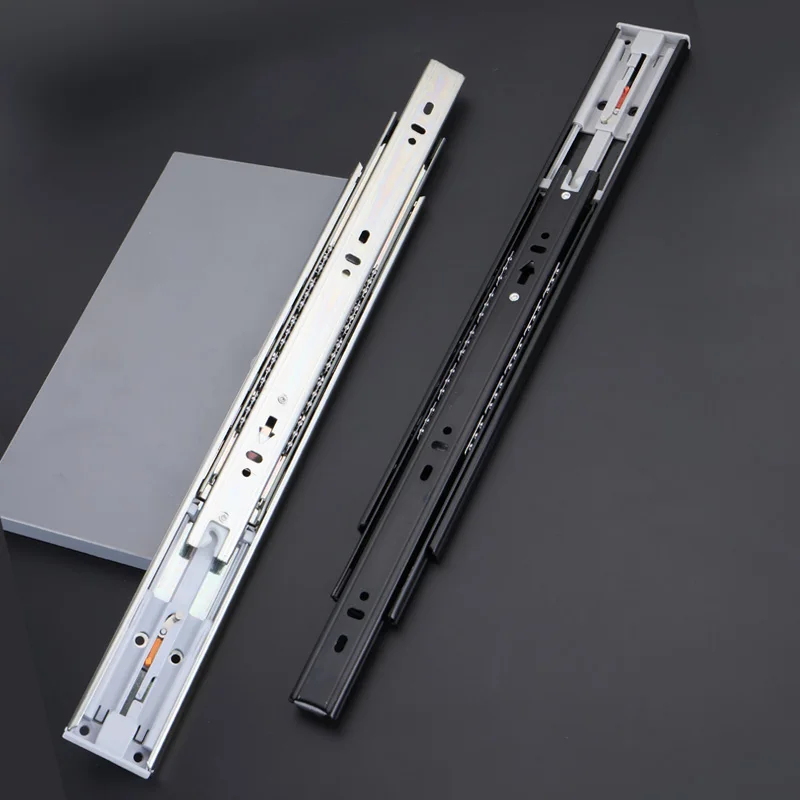 YOUDO 3-Fold Full Extension Ball Bearing Slide Rebound Push to Open Drawer Slide 45mm Sliding Hardware for Furniture Cabinets