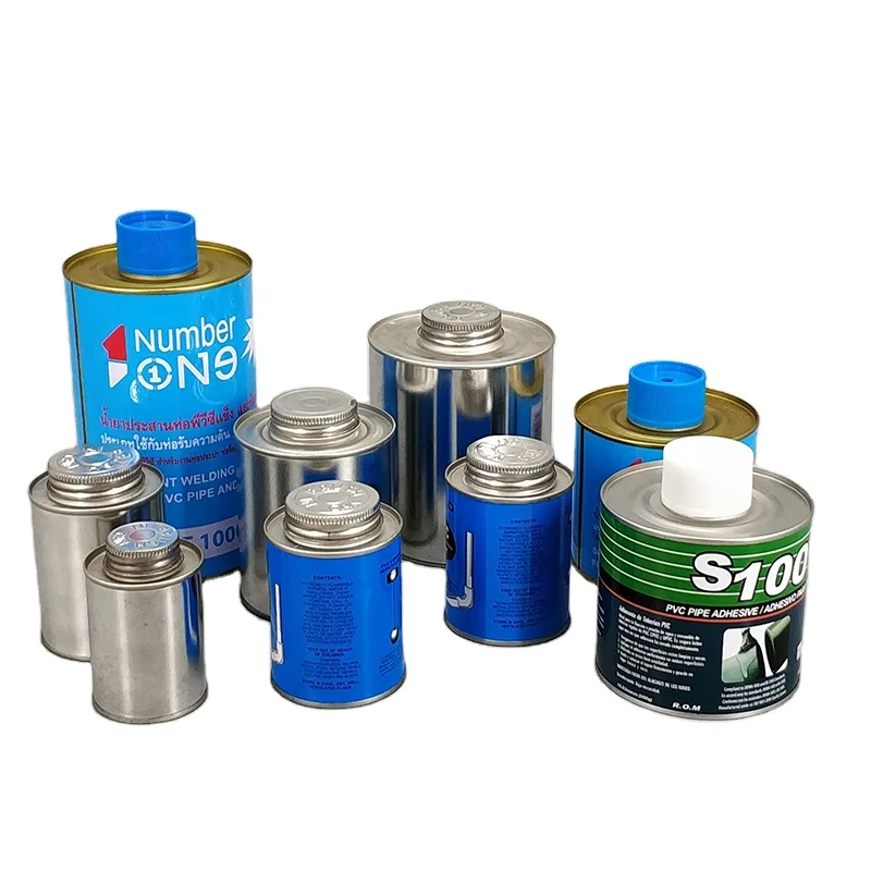 4oz 118ml glue utility tin can with brush, metal monotop can for packing pvc cement with dauber for sale