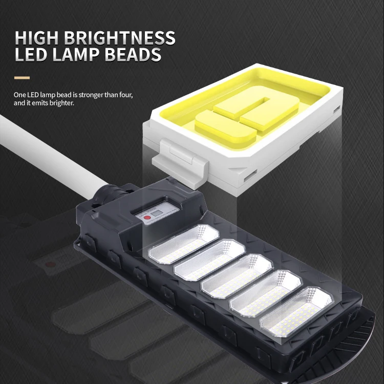 Commercial Public Induction Post Light 50 100 150 200 250 300 W All In One LED Solar Street Light