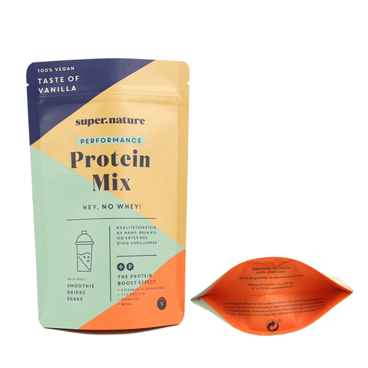 Stand up pouch zip lock biodegradable kraft paper bag