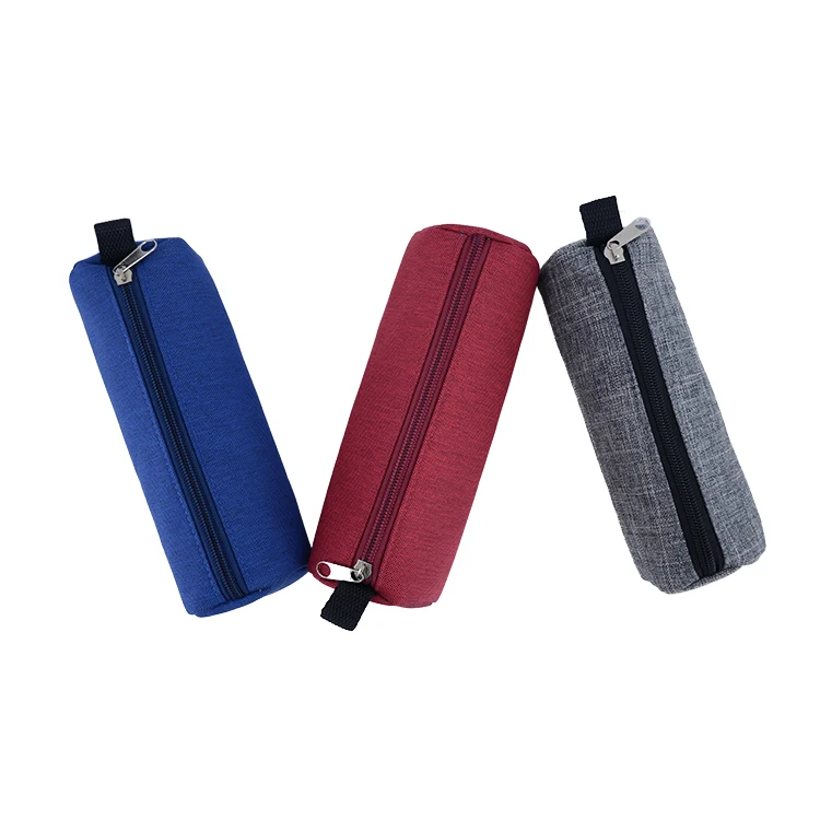 Recycled Fabric Tube Shape School Pencil Case with Zipper Custom Logo