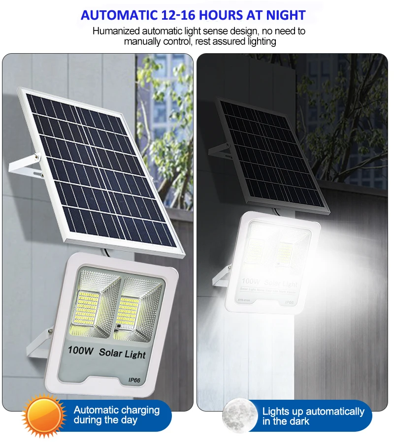 China Supplier IP65 Outdoor Garden Flood Light Solar Charging Lamp Fixture China Factory High Brightness Outdoor Waterproof
