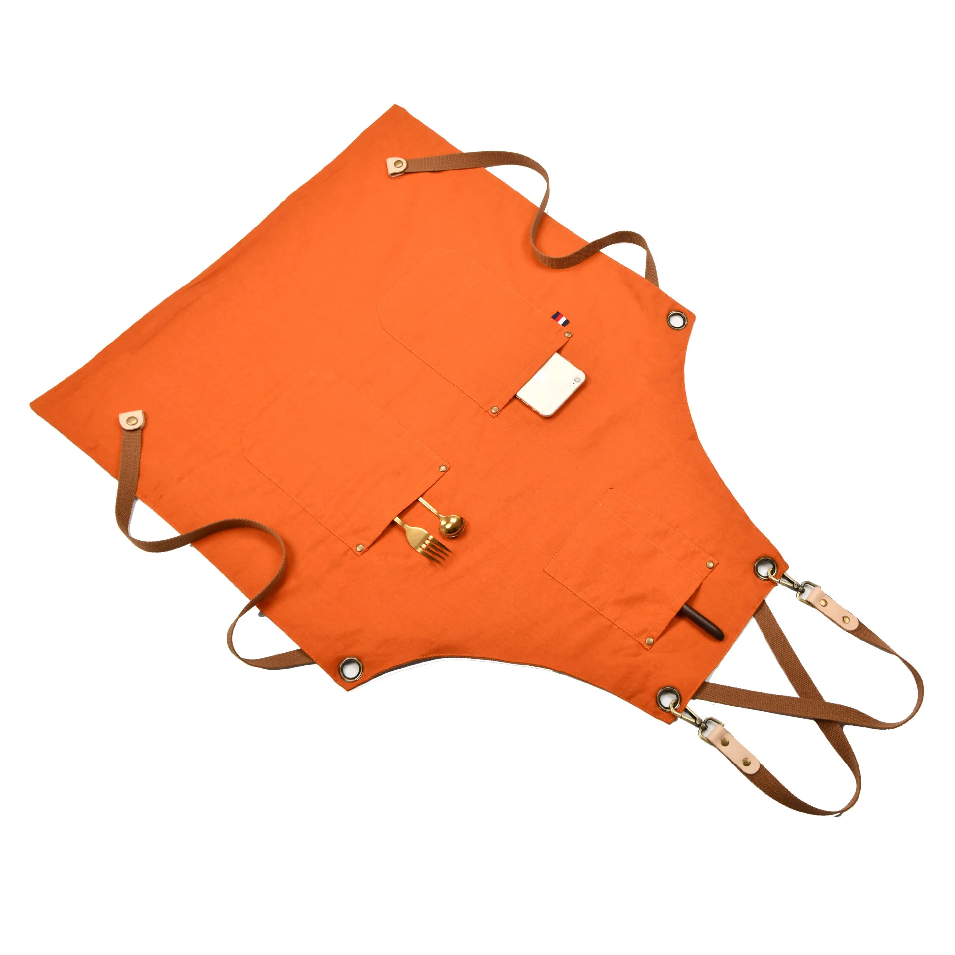 Custom design logo printed gray color 100% cotton yarn dyed fabric cooking kitchen apron