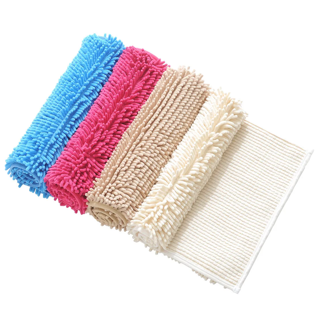 Water Absorbent Chenille Bathroom Rug Mat TPR Non-slip back high pile bath mat