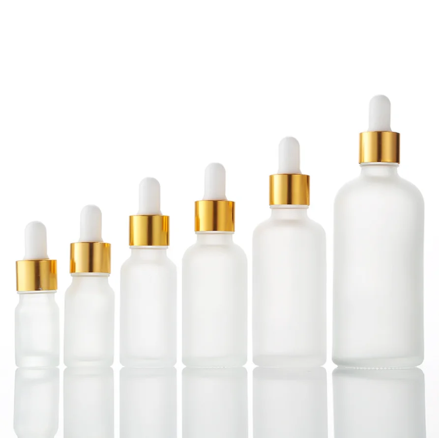 Wholesale 30ml clear frosted glass dropper bottle with lid