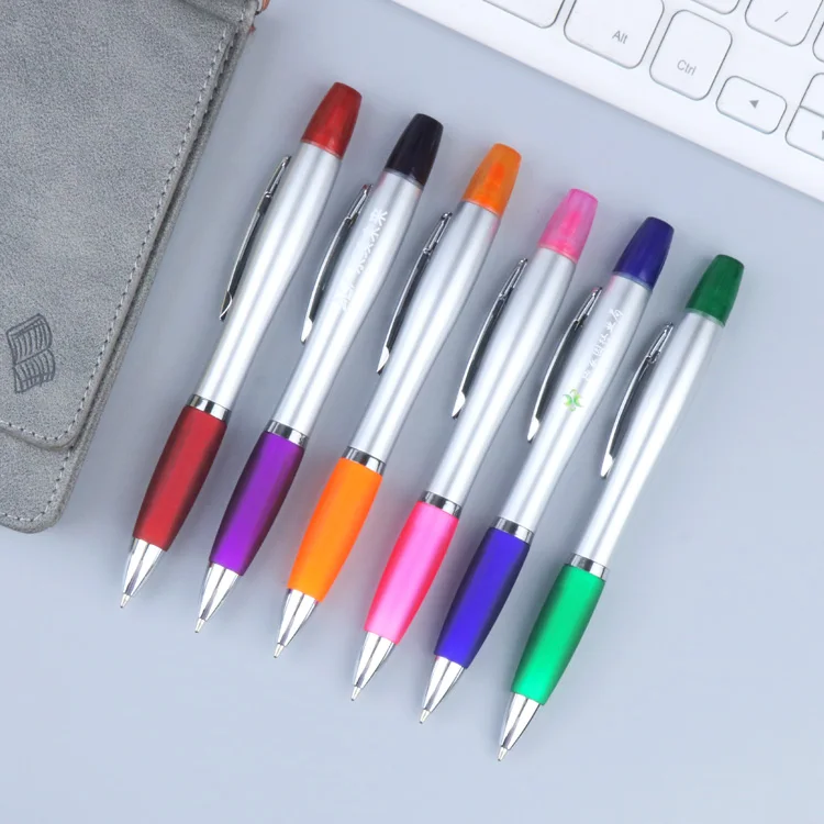 YF 2-in-1 Multifunctional Plastic Ballpoint Pen with Highlighter Stylus for Promotions