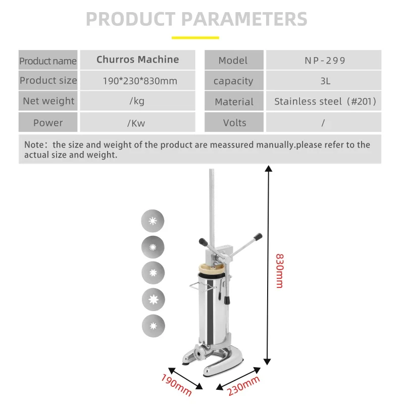 3L Home Use Churros Filler Machine On Sale Churro Making Machine Spanish Churros Maker With 5 Moulds