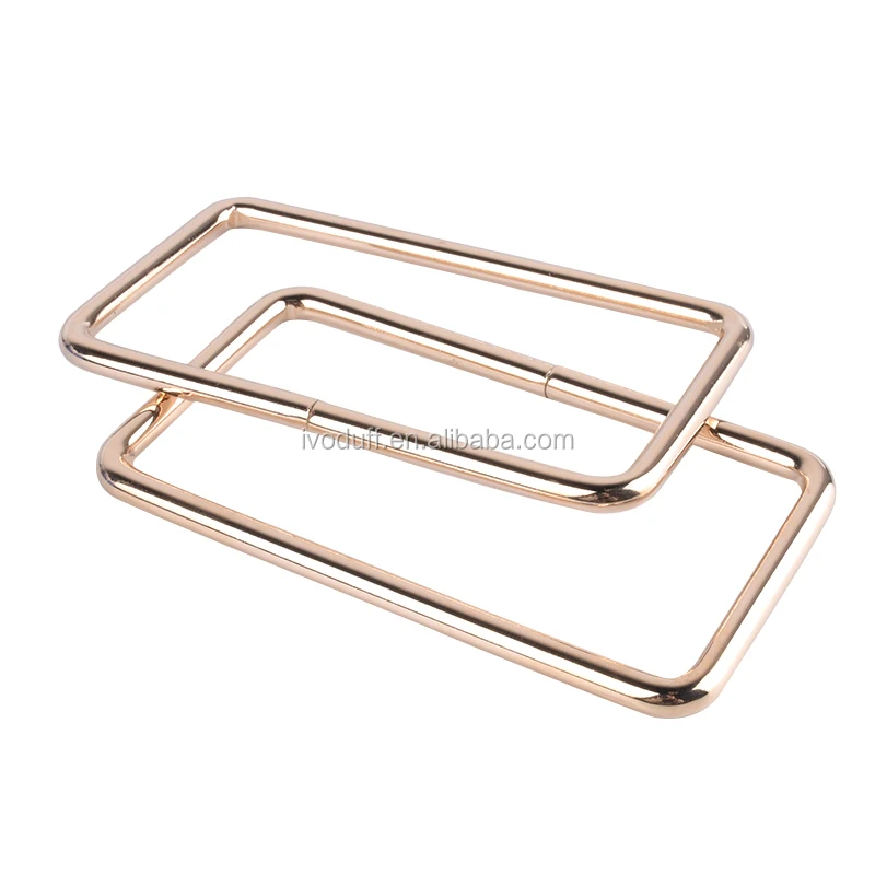 Ivoduff 100*50mm Light Gold Color Metal Rectangle Bag Handle Ring For Handbags
