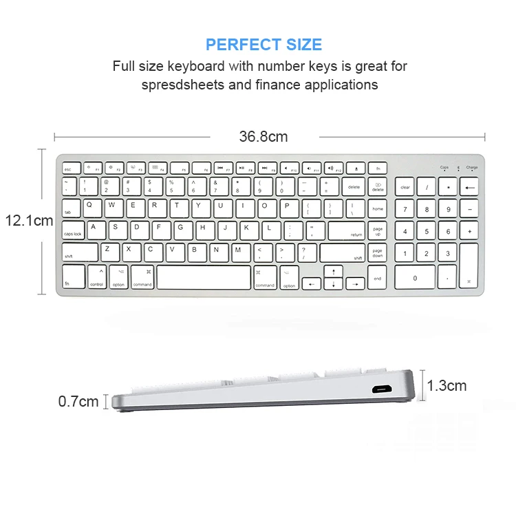 Wireless Clavier Rechargeable Portable Tablet Keyboard For Android Windows Ios