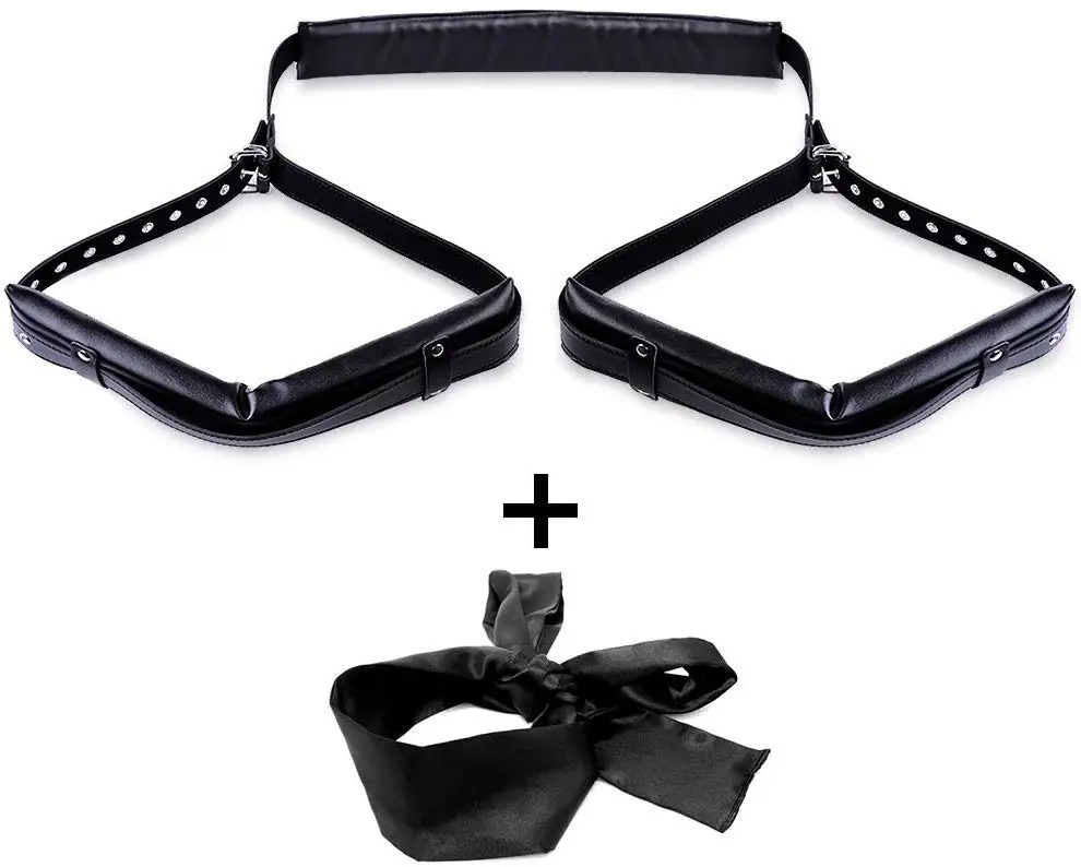 BDSM Bondage Restrictions Sex Open Leg Leather Belt Eye Mask Sex Toy For Couple