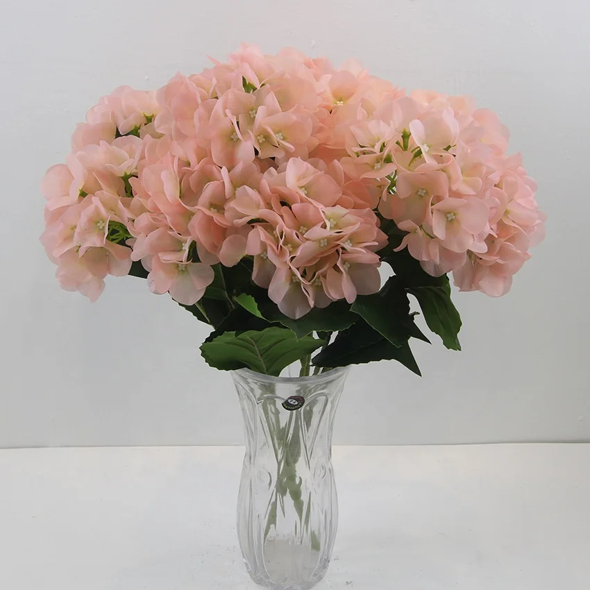 Artificial flower hydrangea 5 heads bunches  hydrangea wedding PU hydrangea bouquet