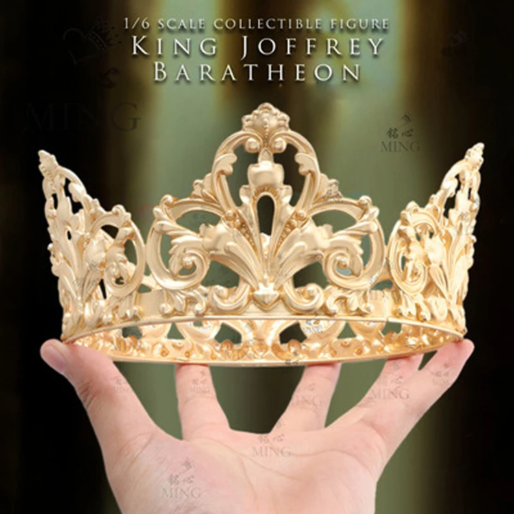 Baroque Vintage Royal King Crowns For Men Full Round Big Gold metal tiara and crown