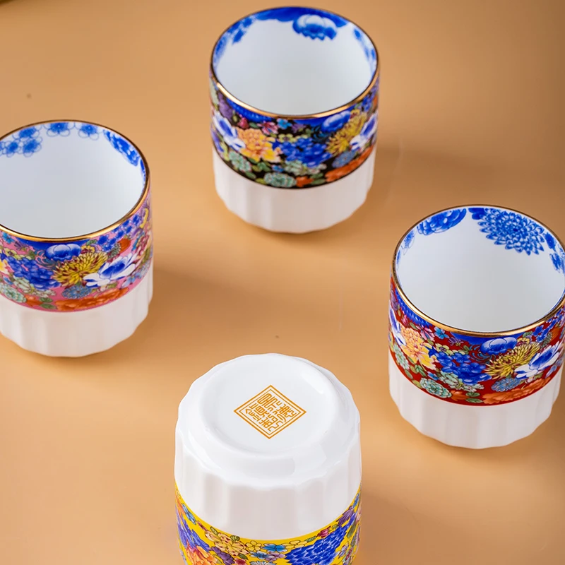 Jingde Town Yaoshuai Новый Doucai миллион цветов порыв 80cc чайная чашка с подлинной золотой эмалью кружка для подарка