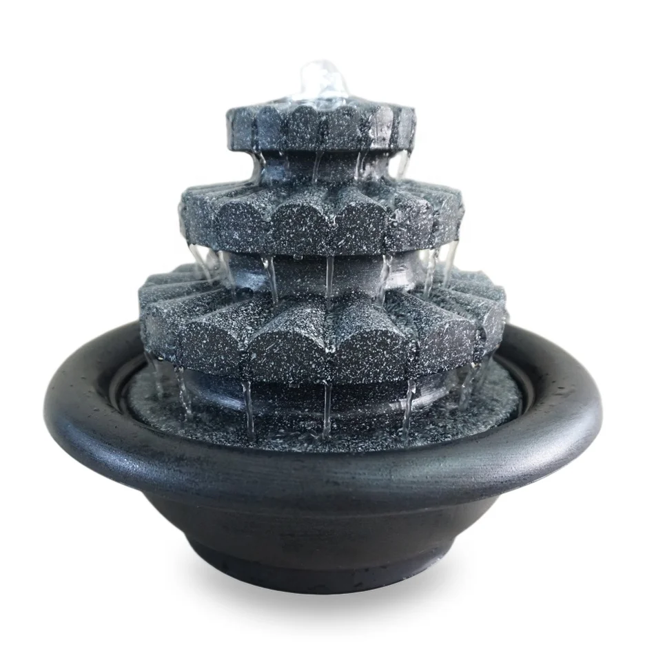 modern decor 4 resin pillar tiers indoor tabletop water fountain