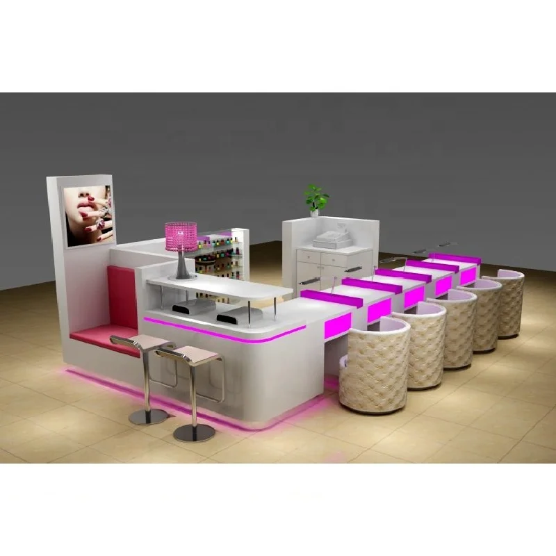 Shopping Mall Fashion Retail Shop Nail Bar Counter Manicure Table Nail Kiosk
