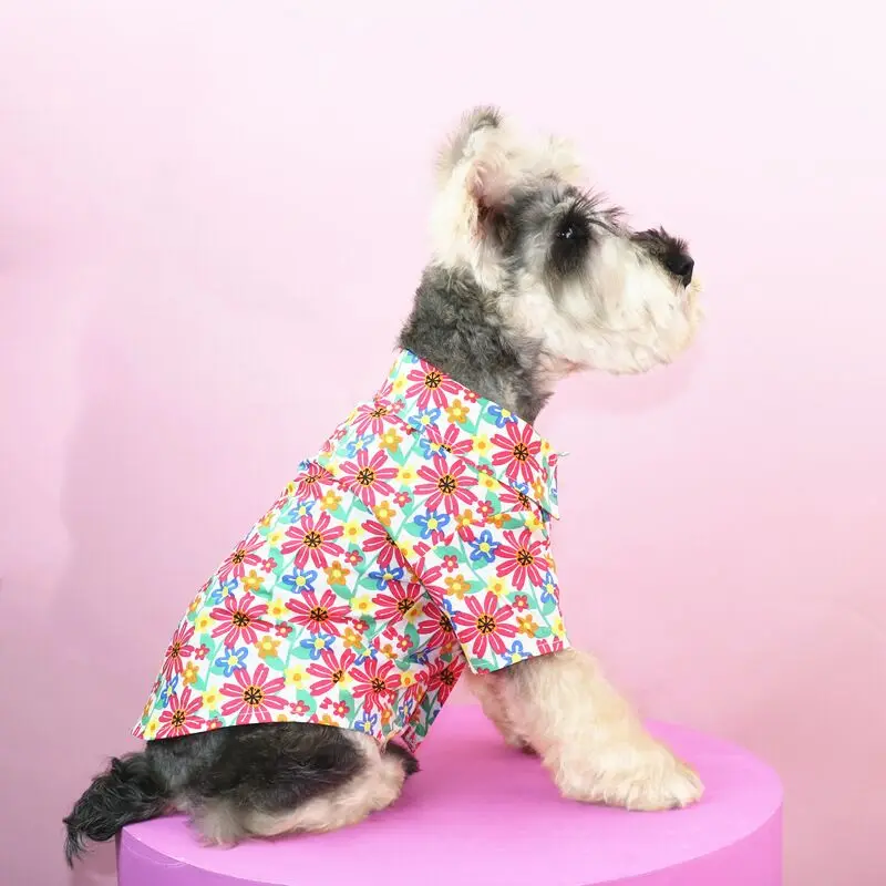 Dog cat clothes Summer thin breathable pet T-shirt Fashion Flower Print Pet T-Shirt