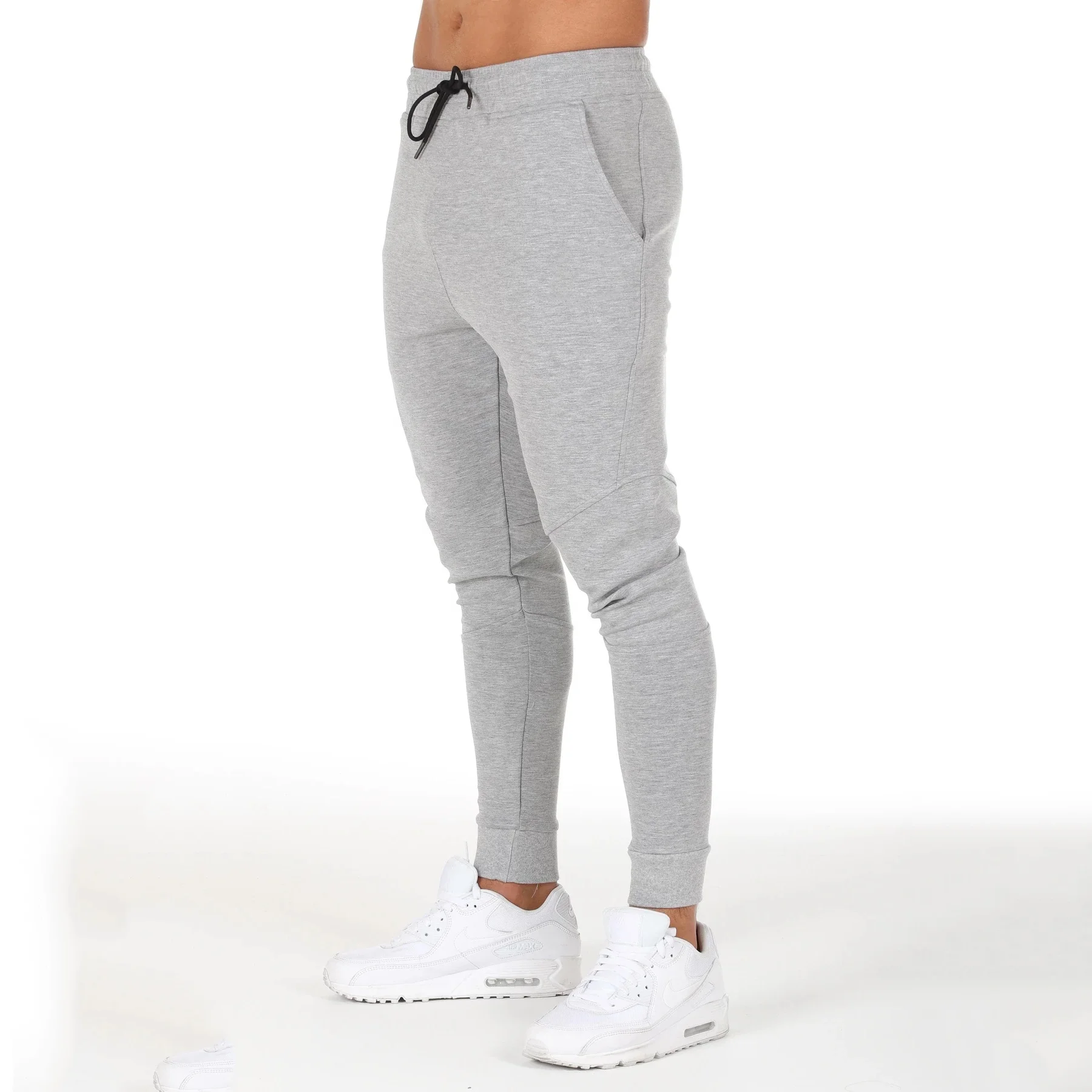 Jogger Men Fitness Cotton Tech Pants Wholesale Drawstring Plus Size Sports Custom Pockets Casual OEM Service Sweatpants Flat Mid