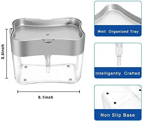 Kitchen Dish Soap Dispenser sponge Holder Sink Dish Washing Soap Dispenser