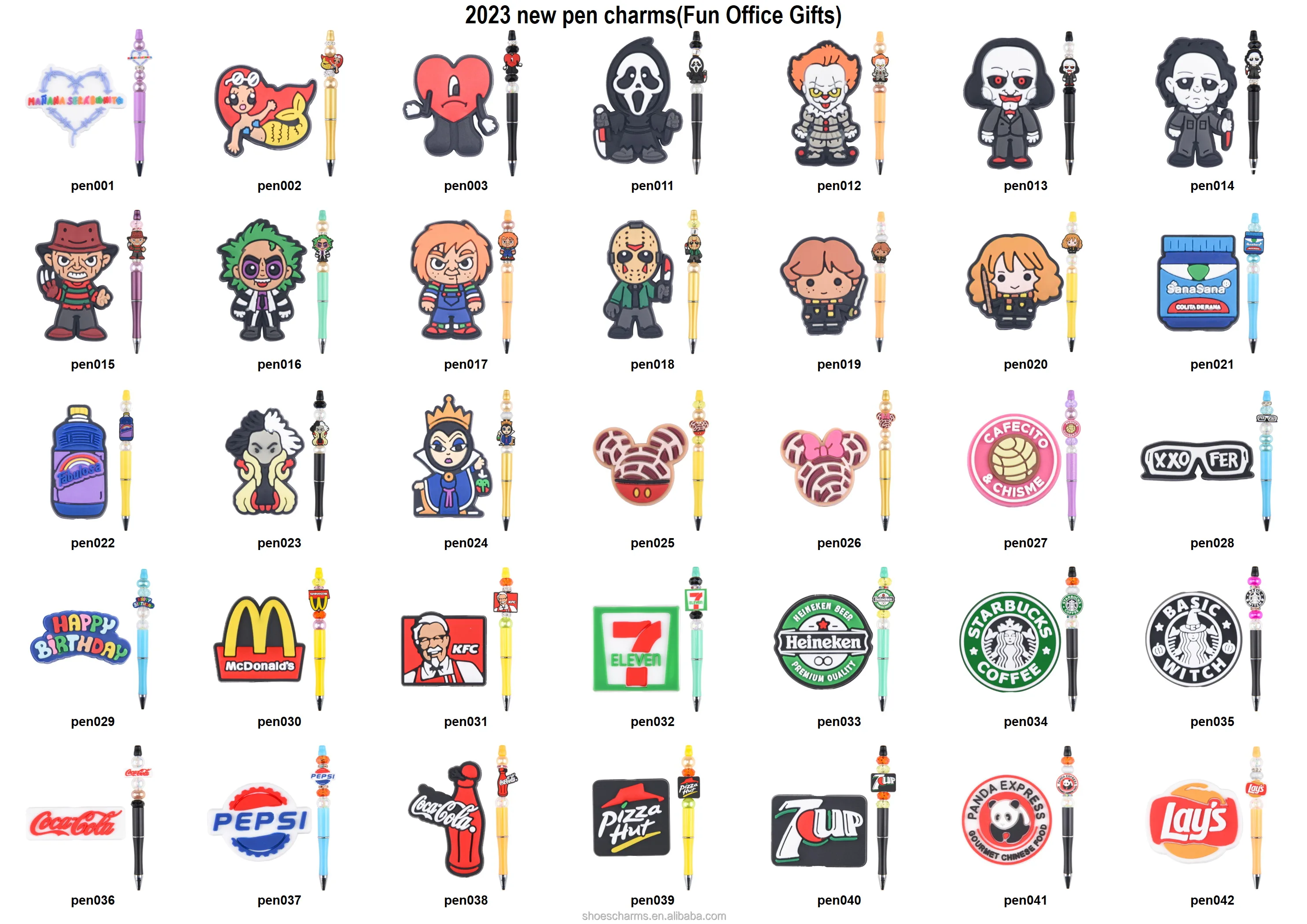 Ready to Ship high quality 3D Animal Character pen topper promotional Kids focal bead for DIY craft pen tops making  accessories