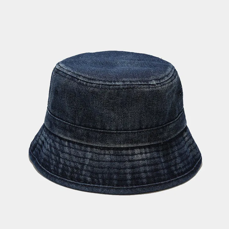 factory custom all over print pattern dark blue denim hiking bucket hat men plain golf camp cap with customized size for