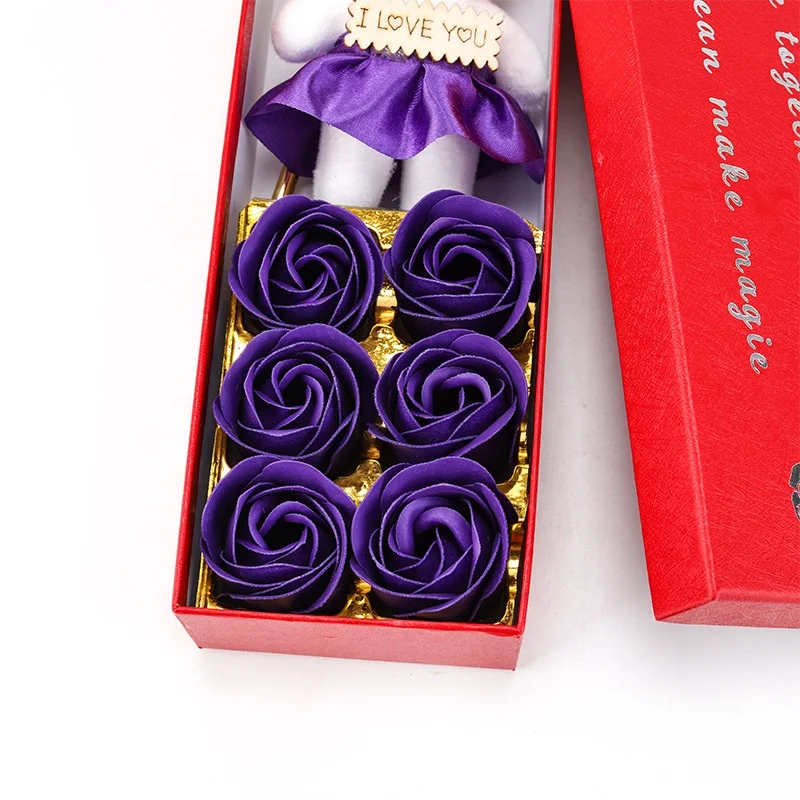 Mothers Day Soap Rose gifts box Artificial flower Handmade Whitening Bath Soap 24-karat Gold-leaf Rose Bear for Valentines day