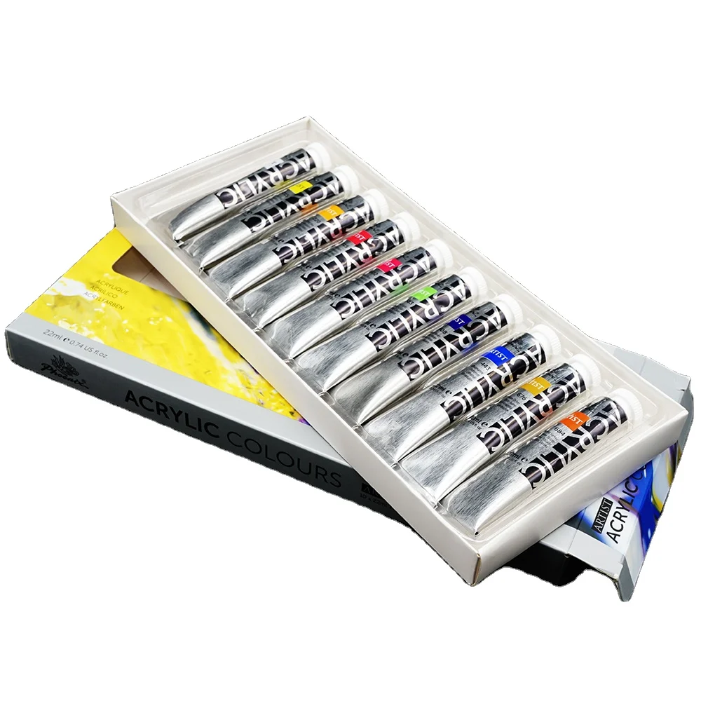 Phoenix peinture acrylique 22ml Acrylic color Paints set 10 Colors Quick Drying Water Soluble acrylic paints
