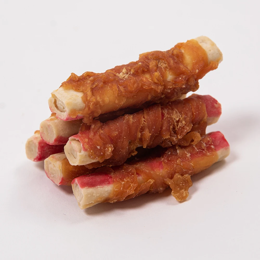 Wholesale Rawhide Stick With Chicken Wrap Dog Food Dog Chews Bully Sticks Treats Training Snacks