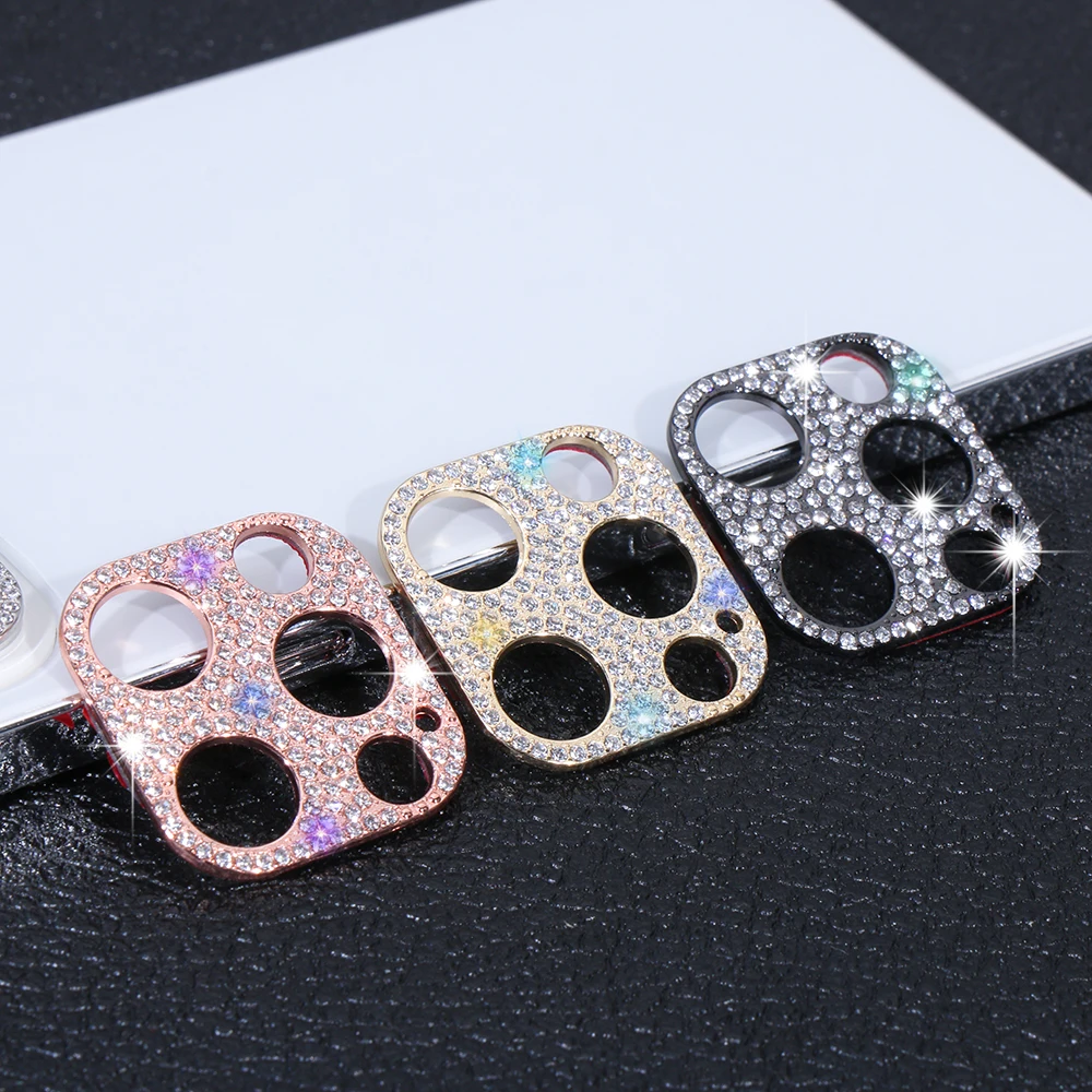 Bling Diamond Crystal Camera Protector cellphone Camera Lens Protective Decoration Sticker Compatible with iPhone 11 12 pro max