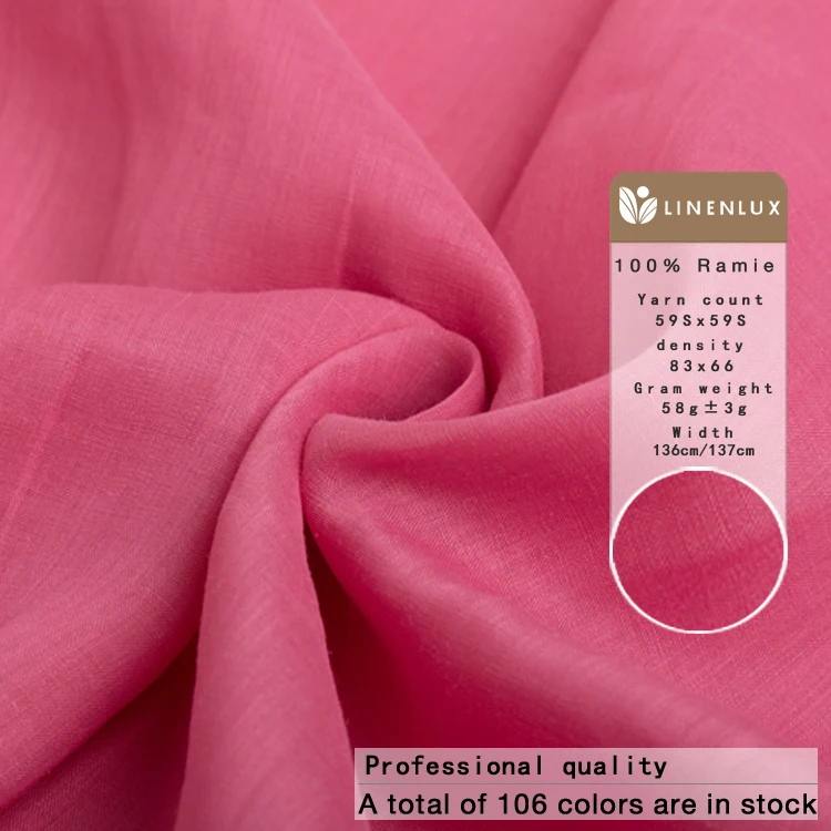 Ramie Fabric for Garments Manufacturer Wholesale Ramie Soft Breathable Summer Textile for Making Dress Shirts Clothing