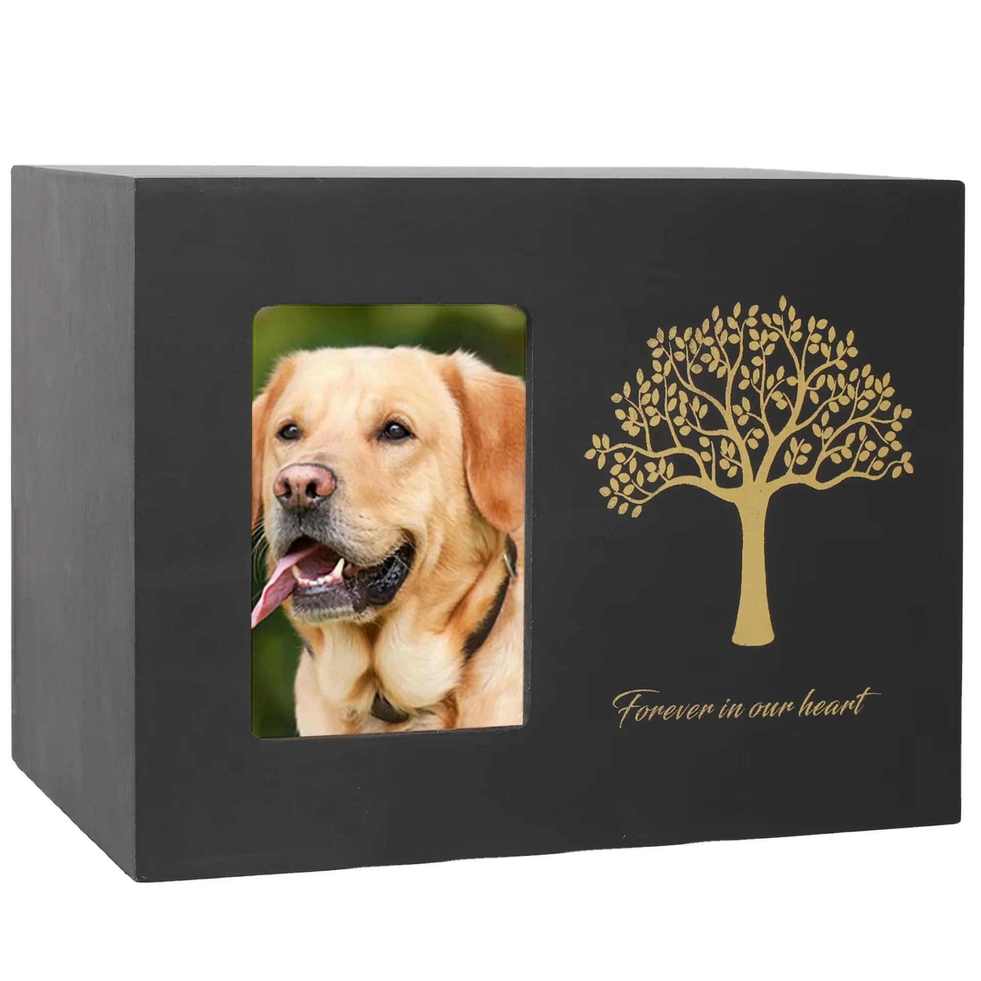 Urn Solid Wood for Ashes Pet Memorial Urn with Picture Frame Dog Cat Funeral Box Carton Handmade Sustainable Pet Caskets & Urns