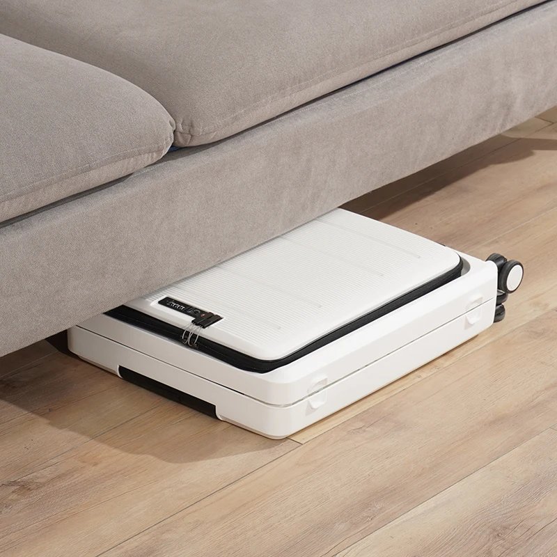 custom-made Pink Makrolon Polycarbonate 20 Inch Collapsible Suitcase,carry-on Front Laptop Pocket Aluminum rod Suitcase