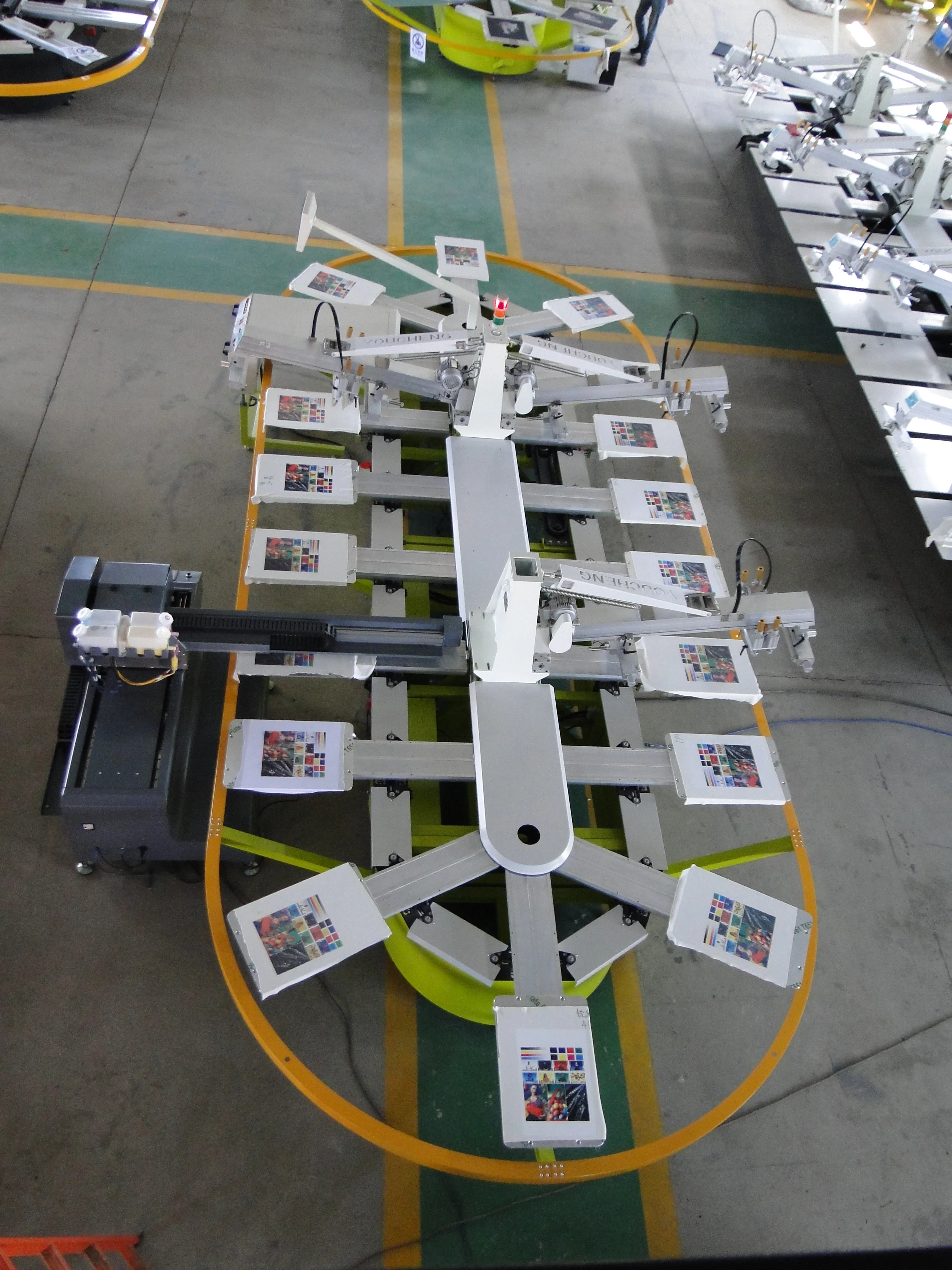 high quality 3 color automatic screen printing machine + digital printing with 4/8 nozzles