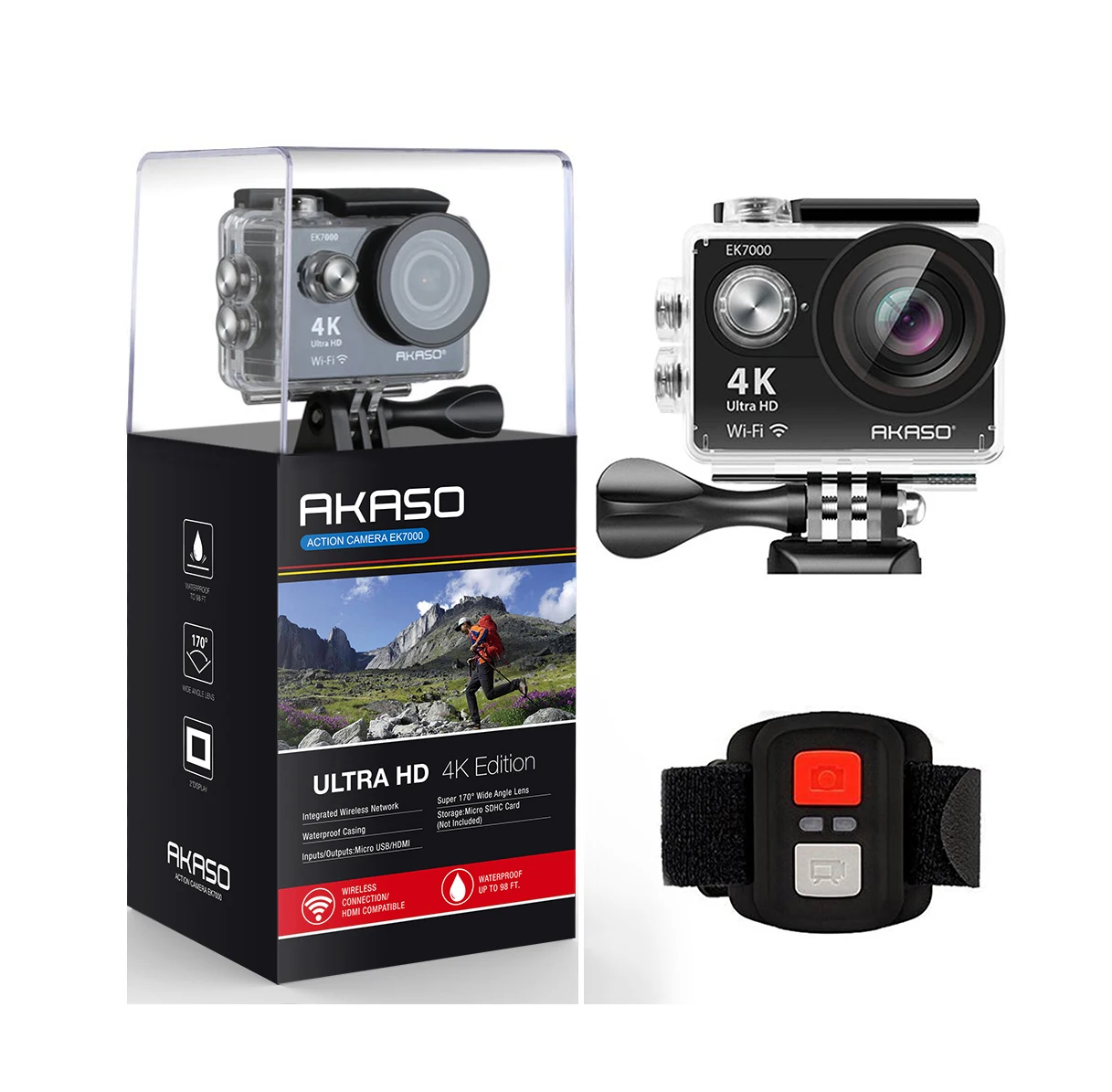 Недорогая Спортивная Экшн-камера Akaso OEM на заказ 2 7 k 4k 8k v50 PRO SE Elite ek7000 панорамная 30 60 120 кадров в секунду маленькая Водонепроницаемая