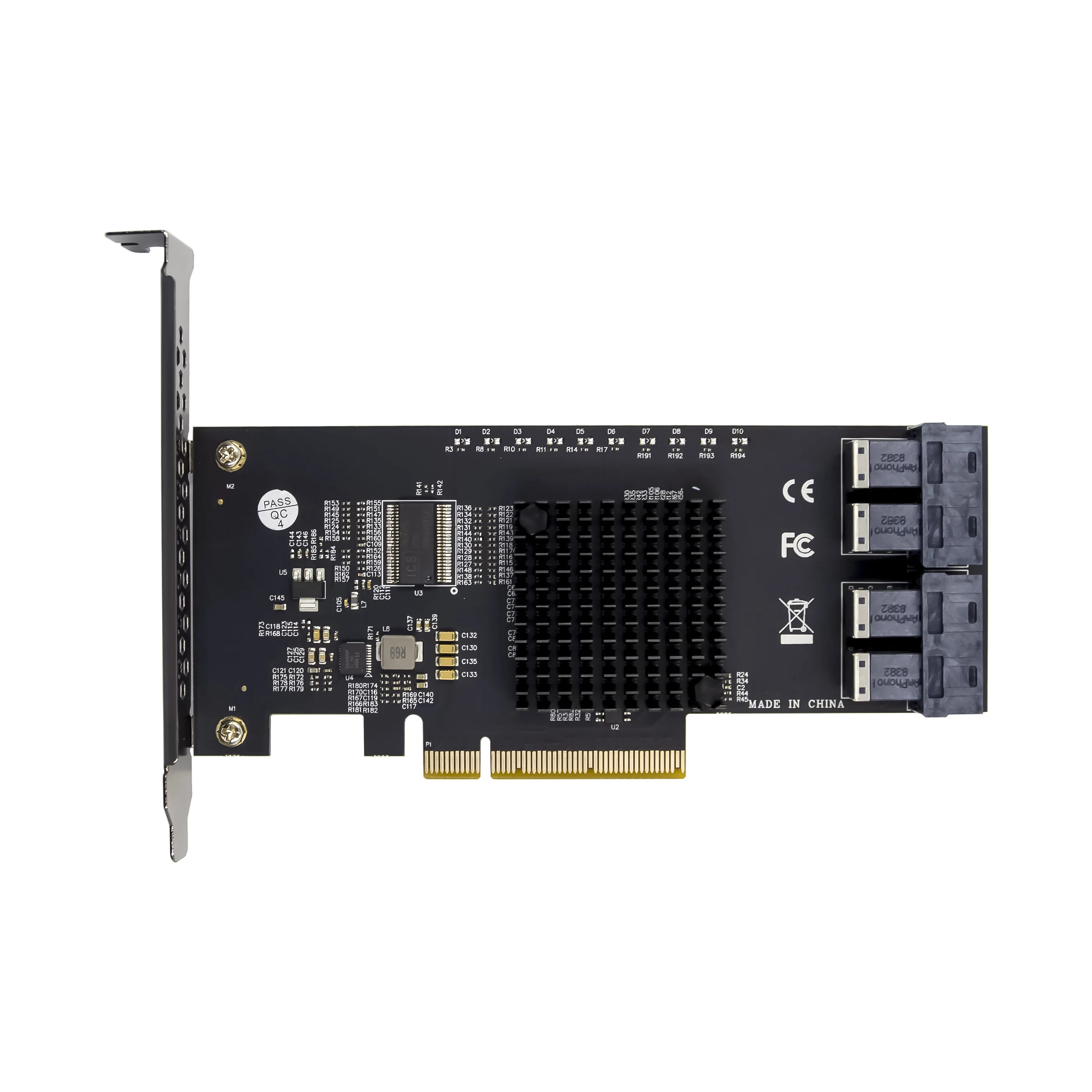 Интерфейсная плата PCIe PEX8724 U2 4-портовый SFF8643 адаптер 32 ГБ/сек. Адаптерная SSD