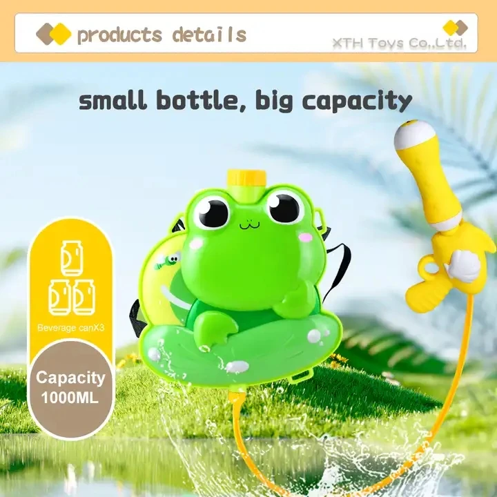 Factory Wholesale Cute Cartoon Duck Frog Dinosaur Animal Water Shooter Hot Summer Large Capacity  Water Gun Toy With Backpack