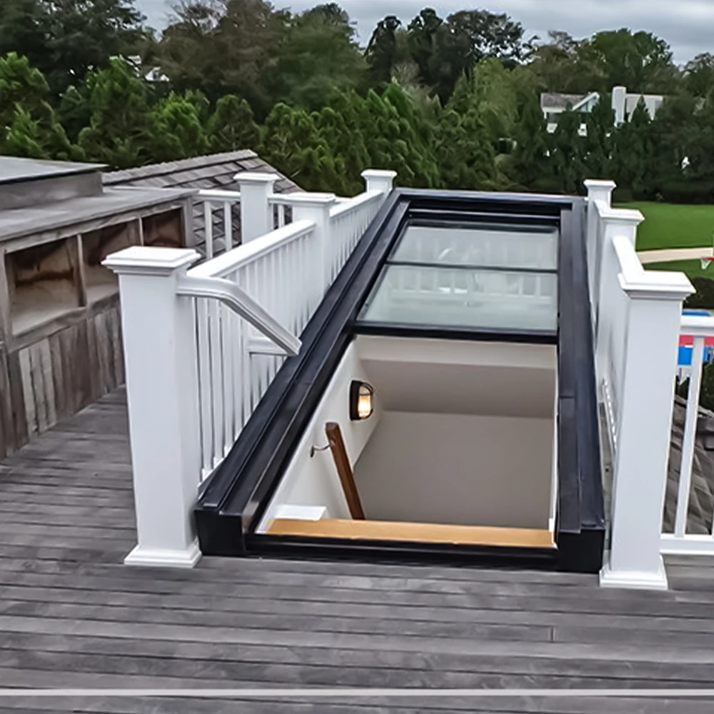 Aluminum Profile Motorized Smart Retractable Skylight Intelligent Sliding Opening Skylight Blinds Screen Roof Window